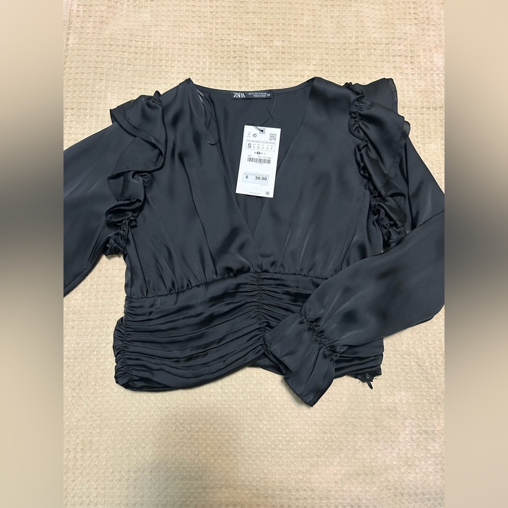 Zara satin long sleeve top